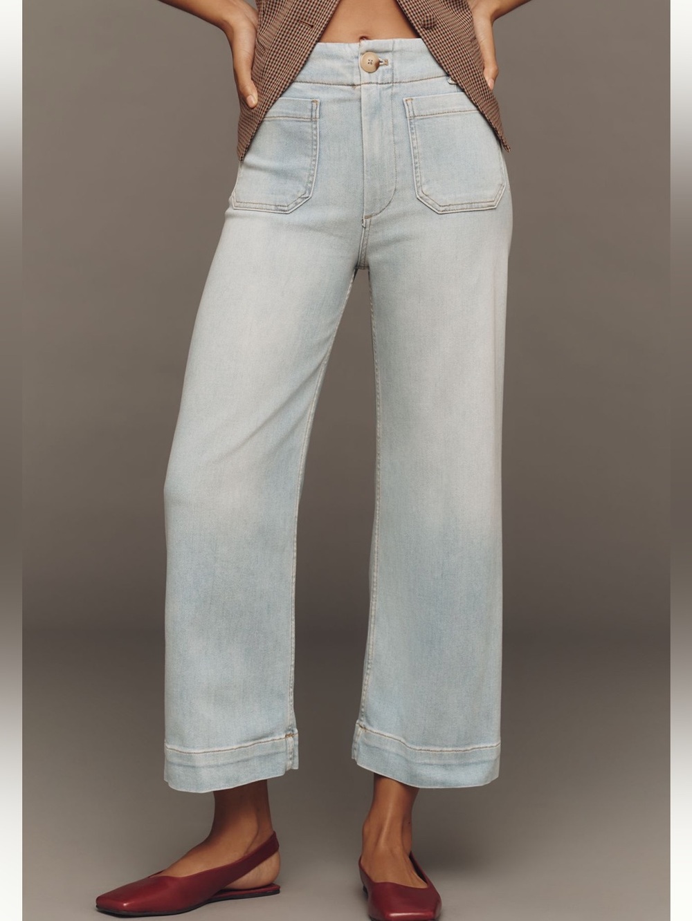 Anthropologie Colette Cropped Wide-Leg Jeans Maeve New 30 Light Blue Korat